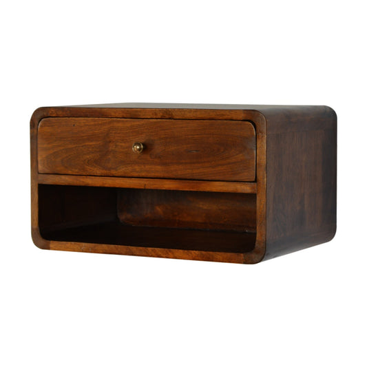 Chestnut Curve Floating Bedside 100% Solid Wood Mango