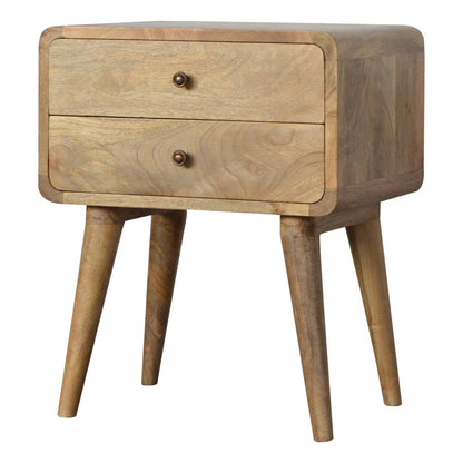 Curved Oak-ish Bedside 100% Solid Mango Wood