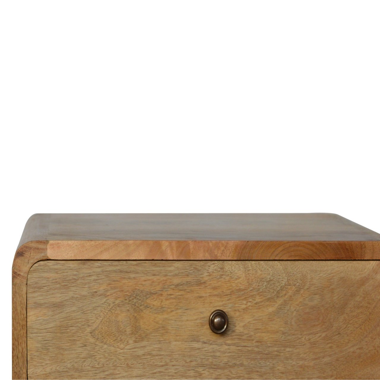 Curved Oak-ish Bedside 100% Solid Mango Wood