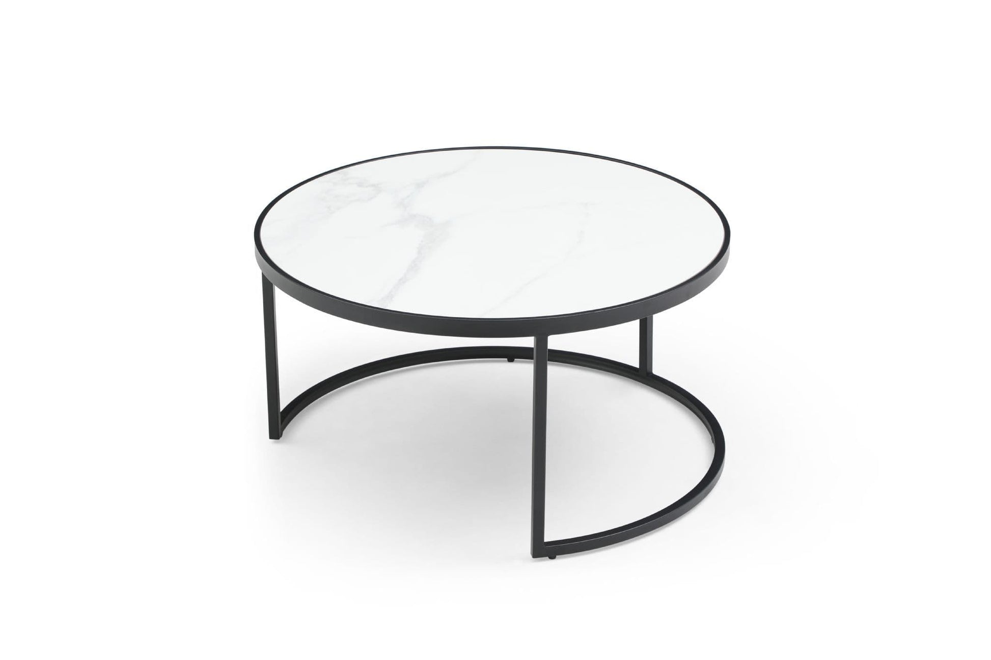 Set of 2 Round Sintered Stone Nesting Coffee Tables