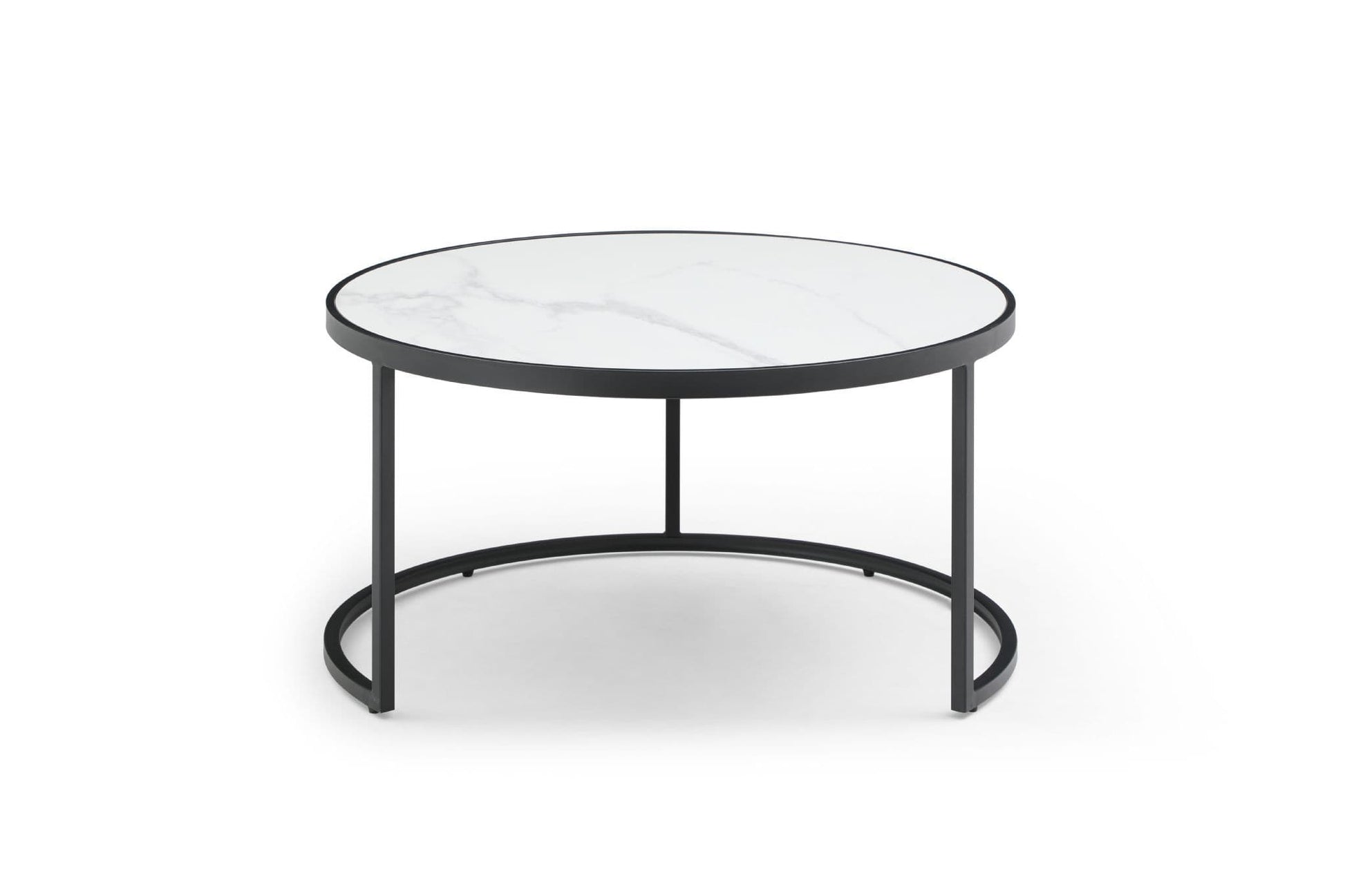 Set of 2 Round Sintered Stone Nesting Coffee Tables