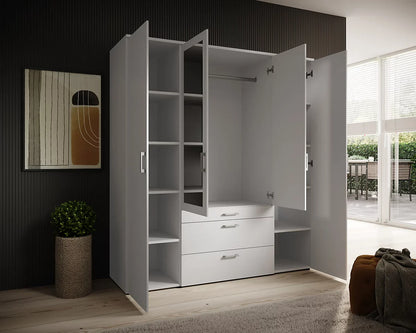 Vesala 4 Hinged Door Wardrobe with Mirror. 3 Colours Available