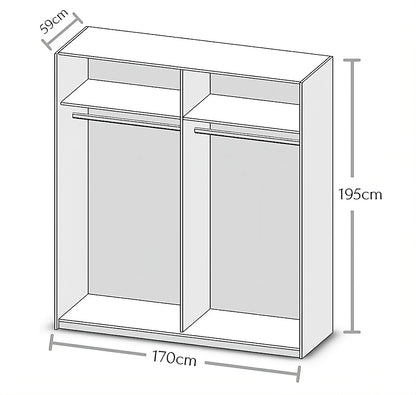 Time 2 Sliding Door Wardrobe 170cm. White Matt