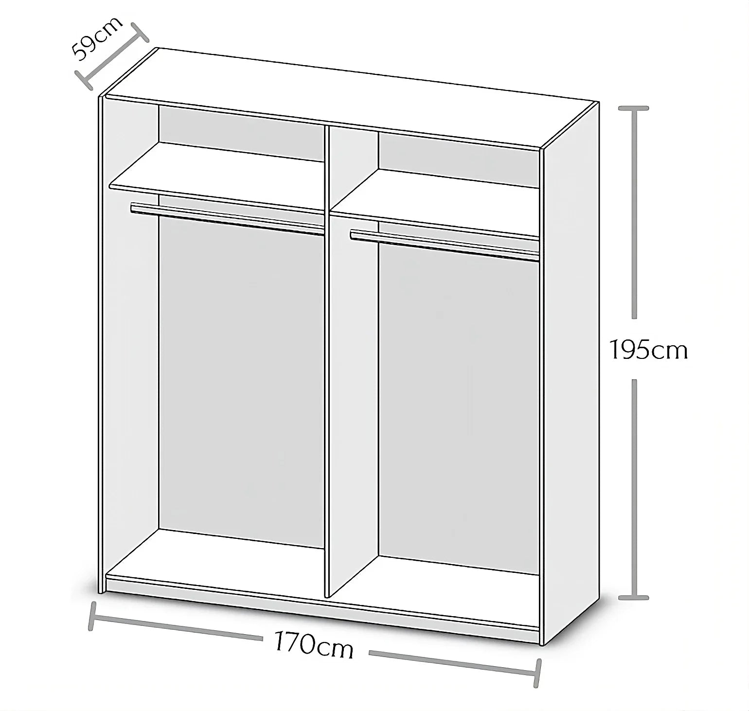 Time Sliding Door Wardrobe 170cm. White Matt or Wild Oak