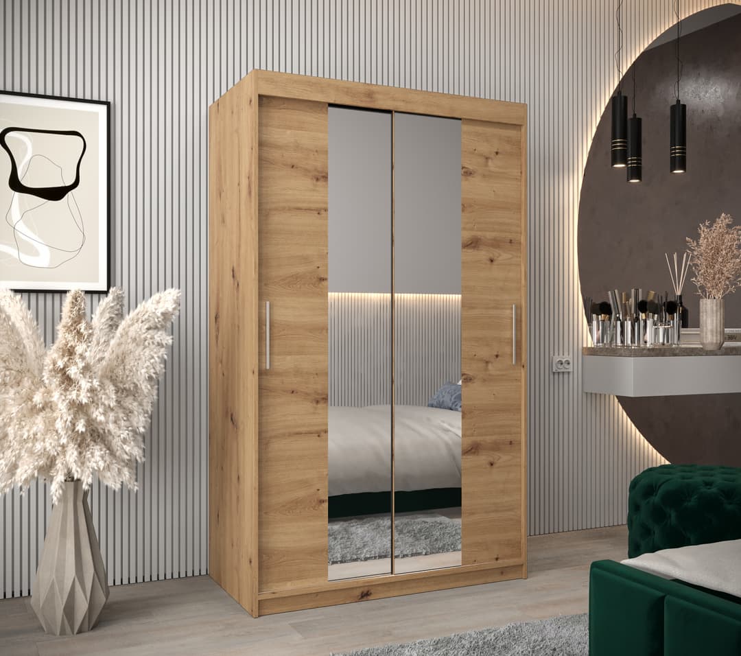 Tokyo I Sliding Door Wardrobe 120cm oak artisan white black