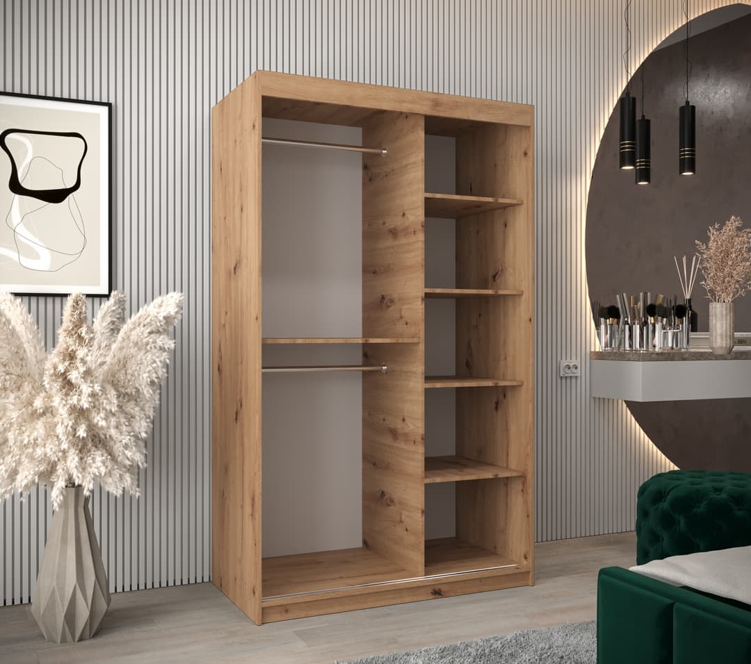 Tokyo I Sliding Door Wardrobe 120cm oak artisan white black