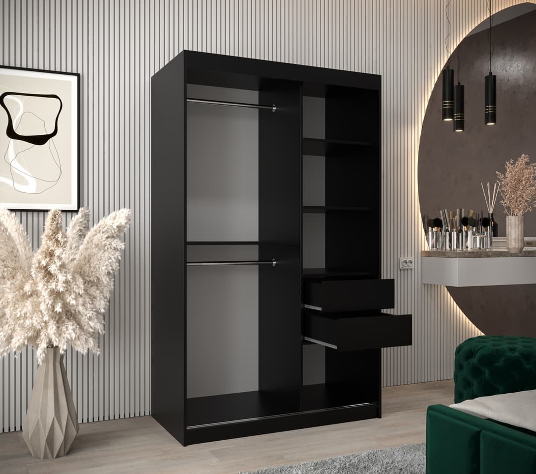 Tokyo I Sliding Door Wardrobe 120cm oak artisan white black