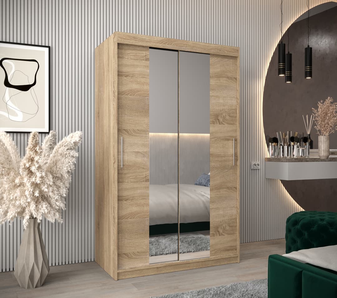 Tokyo I Sliding Door Wardrobe 120cm oak artisan white black