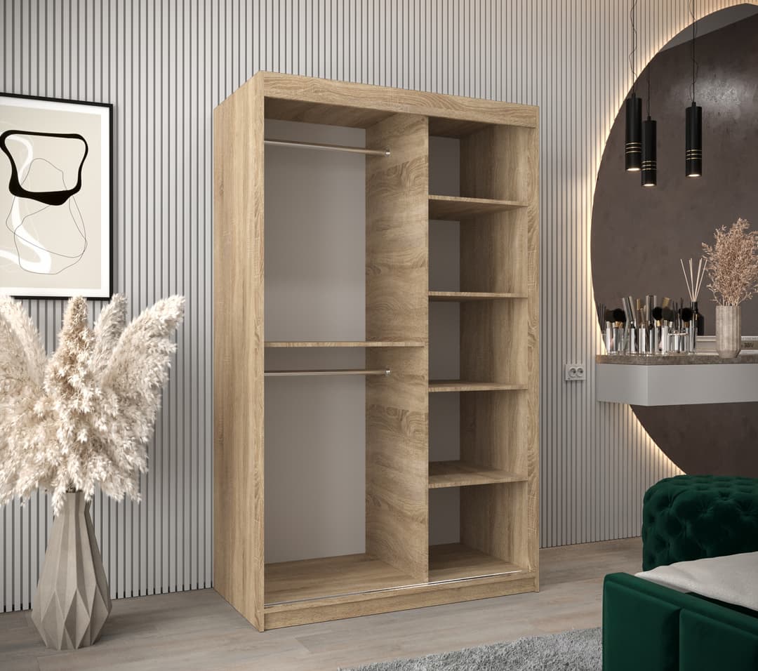 Tokyo I Sliding Door Wardrobe 120cm oak artisan white black