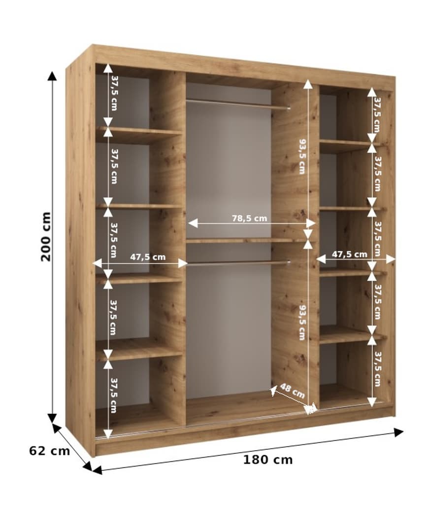 Boliwia Sliding Door Wardrobe 180cm