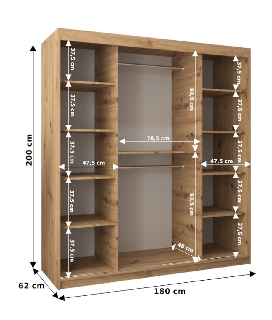 Tokyo II Sliding Door Wardrobe 180cm