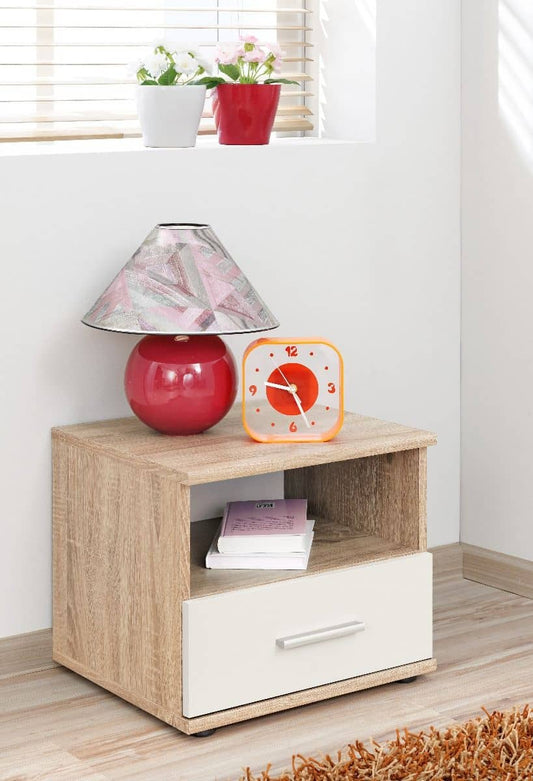 Dino DI-05 Bedside Table White Matt & Oak Sonoma