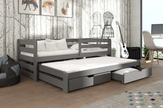 Wooden Double Bed Senso with Trundle and Storage