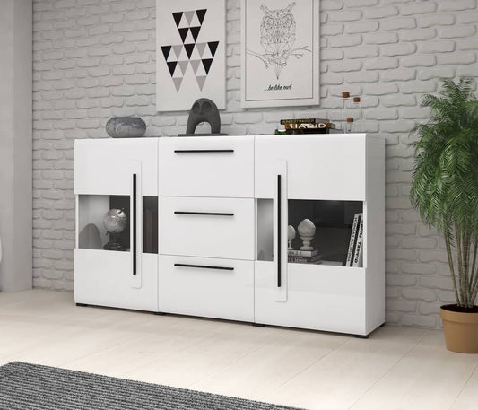 Tulsa 28 Display Sideboard Cabinet white gloss oak grandson
