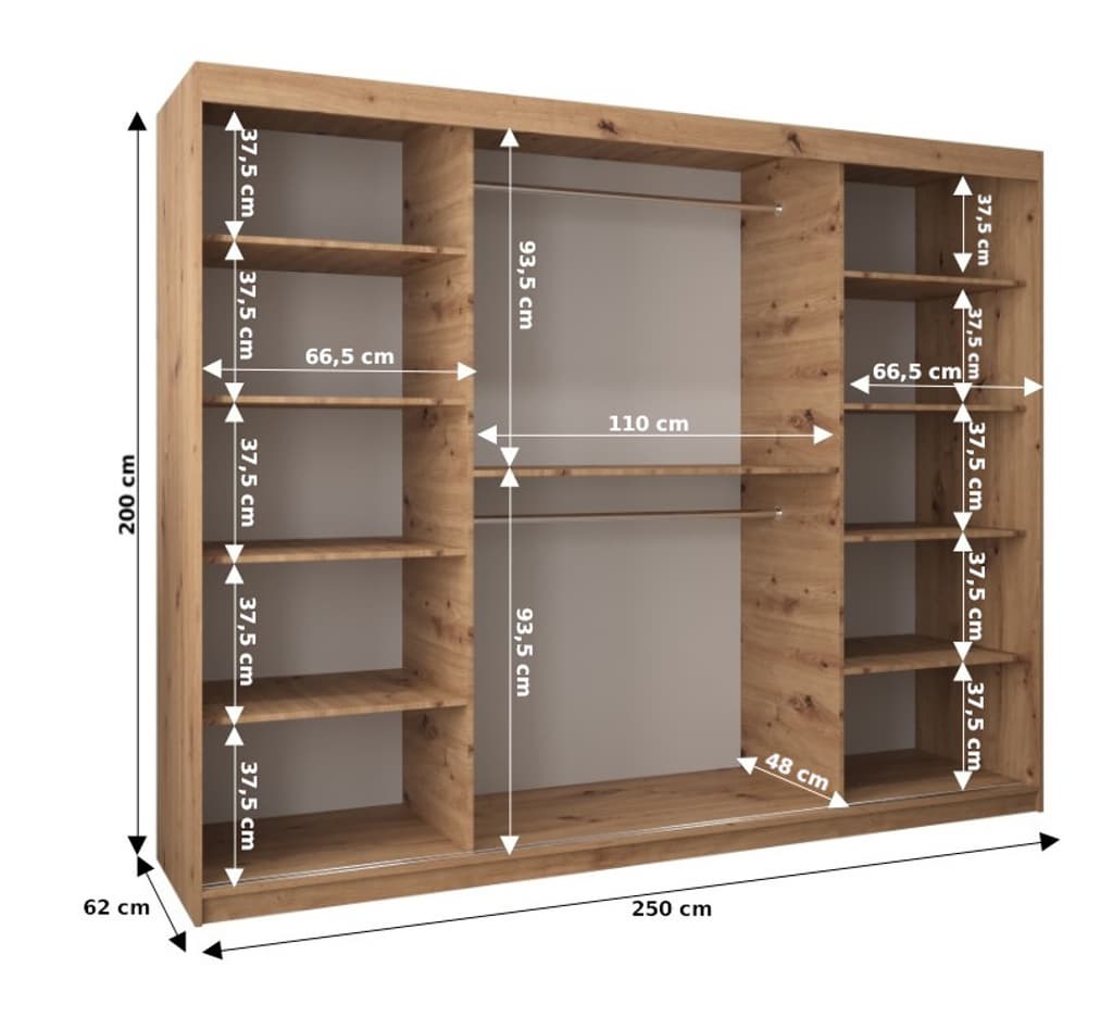 Elypse Sliding Door Wardrobe 250cm