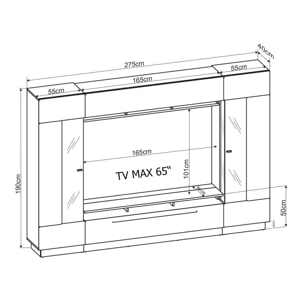 Denira VA03 Wall Entertainment Unit graphite grey