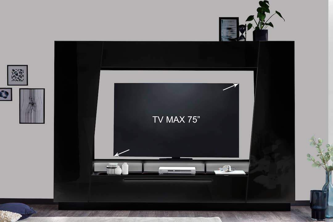 Emira VA Entertainment Unit 275cm Black Gloss Black Matt