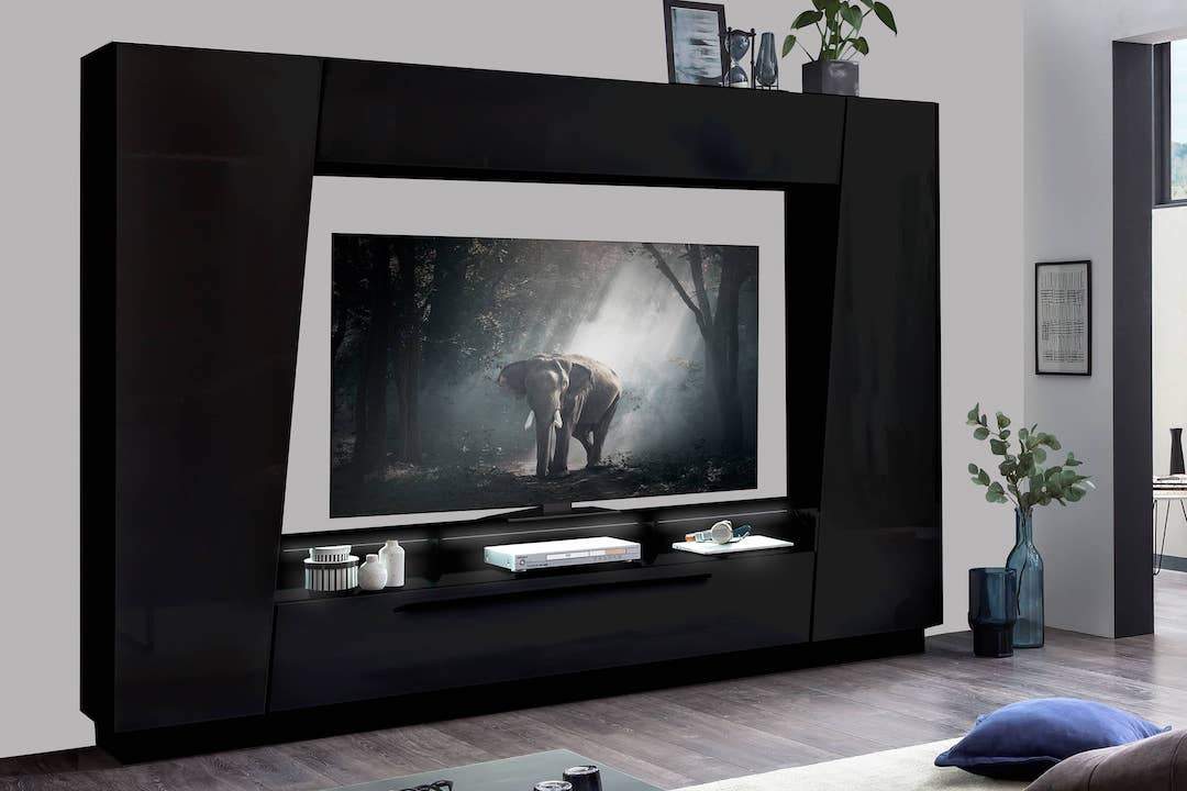 Emira VA Entertainment Unit 275cm Black Gloss Black Matt