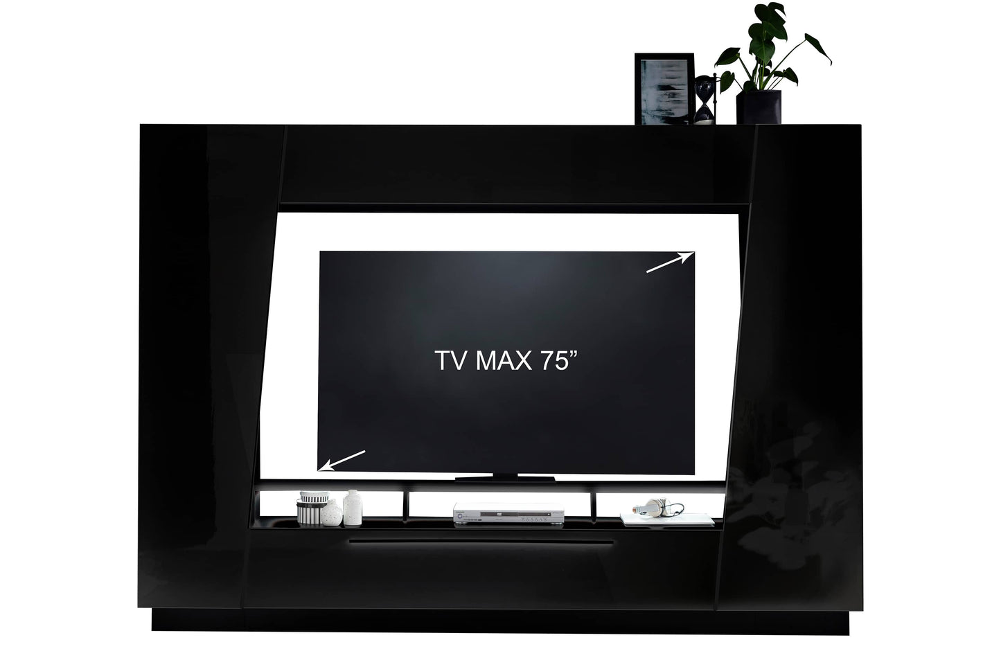 Emira VA Entertainment Unit 275cm Black Gloss Black Matt