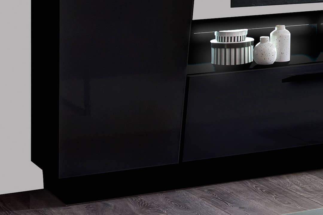 Emira VA Entertainment Unit 275cm Black Gloss Black Matt