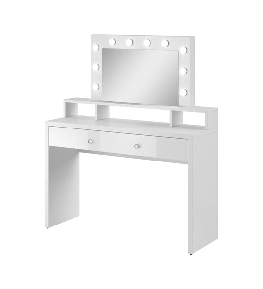 Aria Dressing Table With Mirror White Gloss White Matt