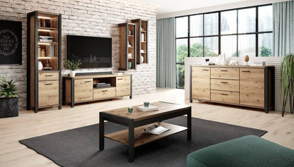 Aktiv 04 Display Cabinet. Oak Taurus & Black Matt