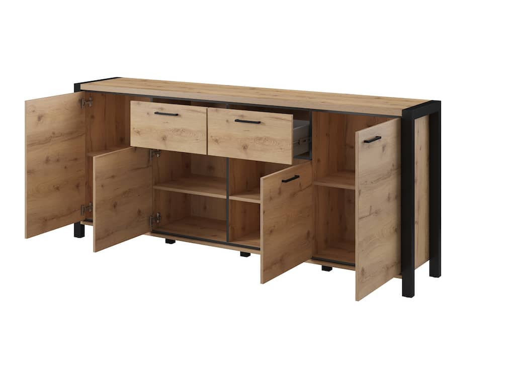 Aktiv 25 Sideboard Cabinet 213cm Oak Taurus & Black Matt