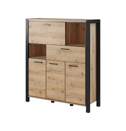 Aktiv 46 Highboard Cabinet 120cm Oak Taurus & Black Matt