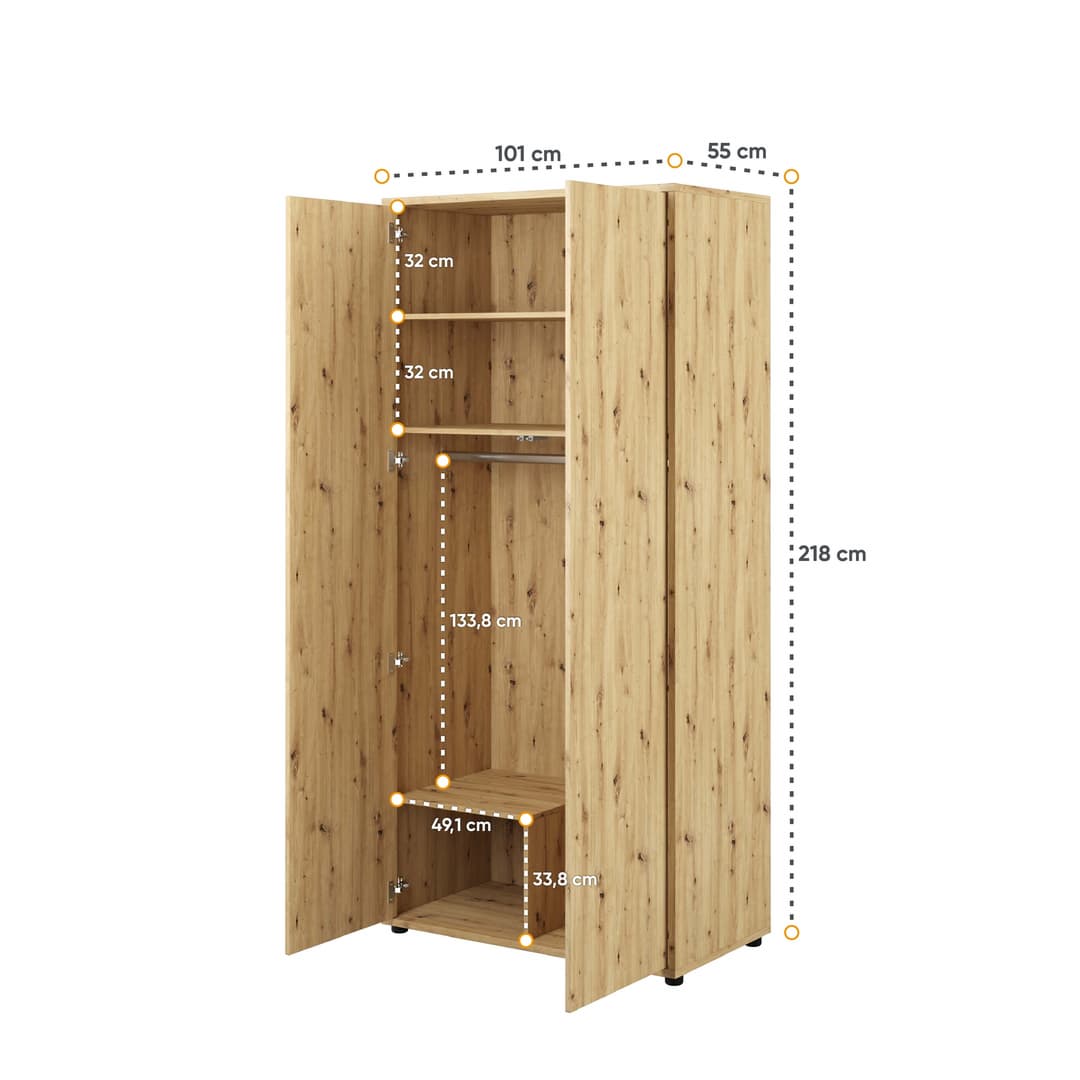 Bed Concept BC-20 Hinged Door Wardrobe 101cm