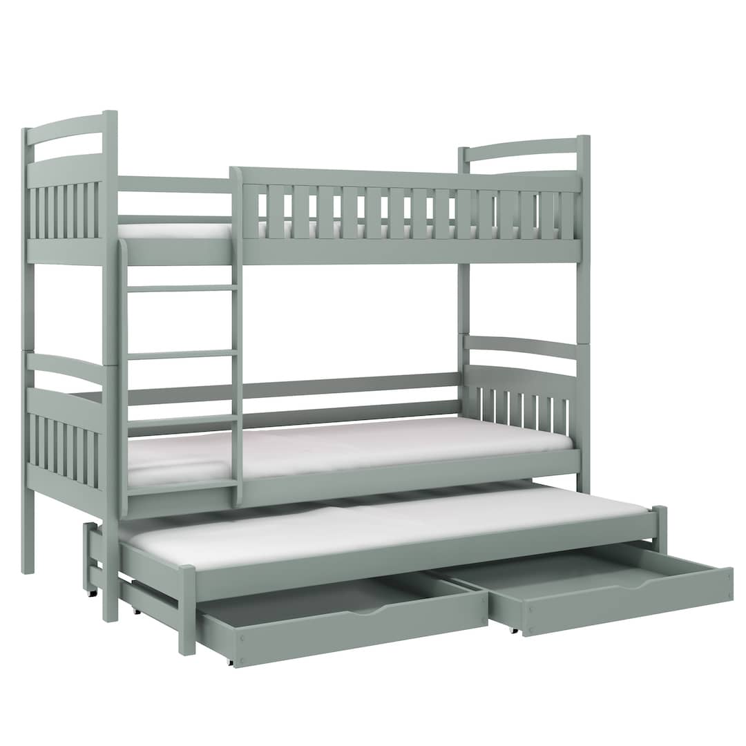 Wooden Bunk Bed Blanka with Trundle and Storage