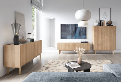 Boho Sideboard Cabinet 144cm Oak Riviera & White