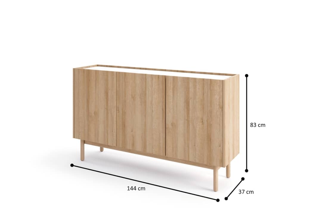Boho Sideboard Cabinet 144cm Oak Riviera & White