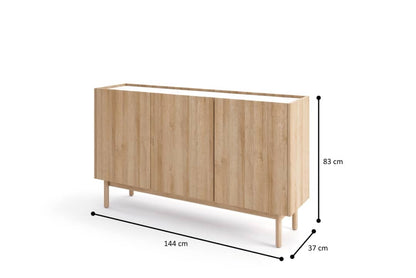 Boho Sideboard Cabinet 144cm Oak Riviera & White