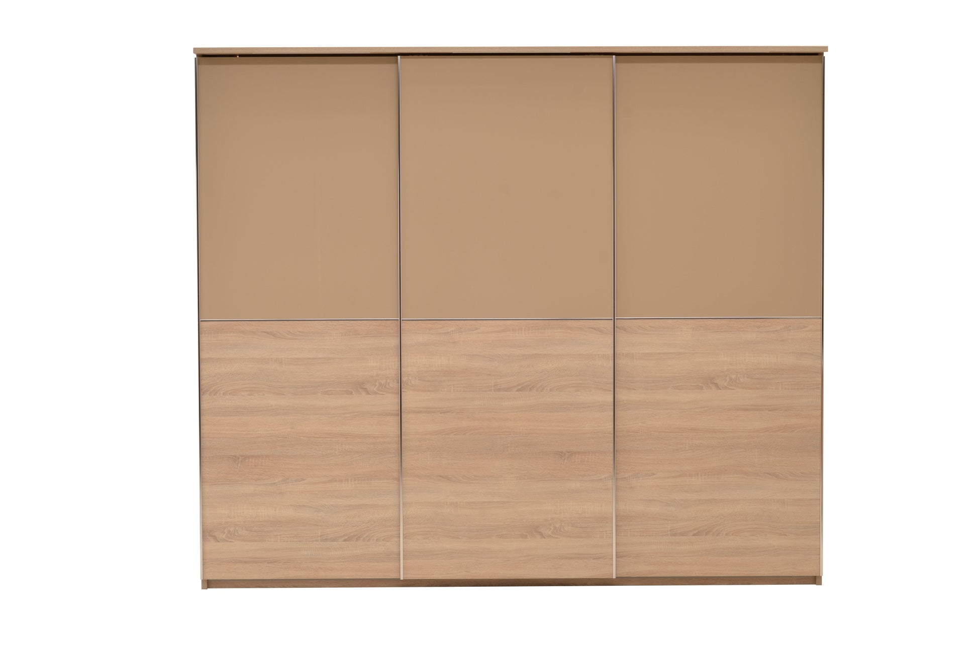 Cremona 3 Sliding Door Wardrobe 270cm cappuccino gloss/sonoma oak