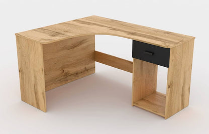 Corner Desk 155cm White Oak Wotan & Black