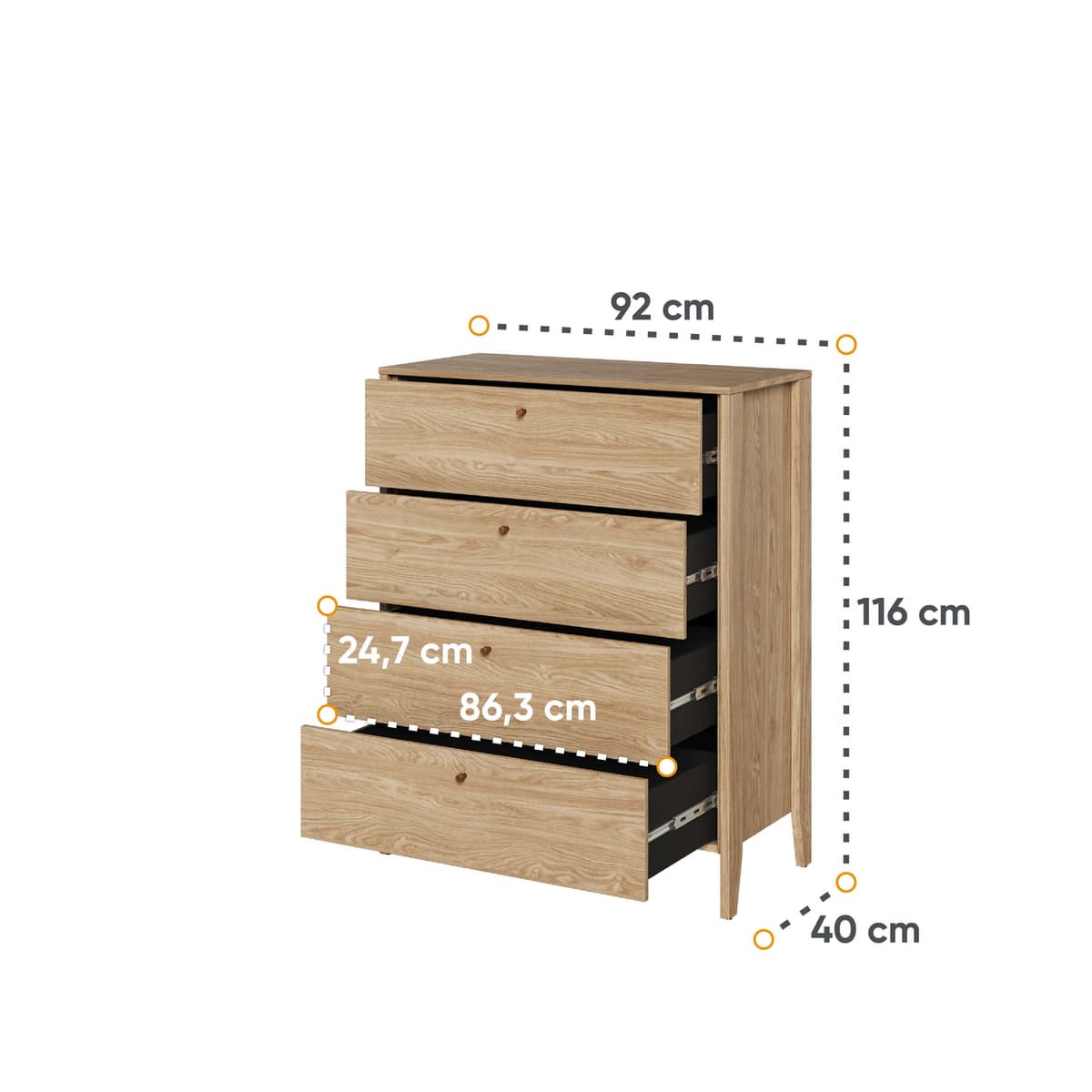 Cozy Chest Of Drawers 92cm Oiled Oak
