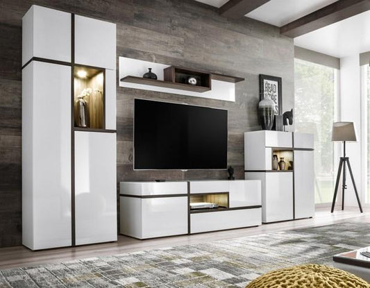 Cross Tall Display Cabinet white gloss
