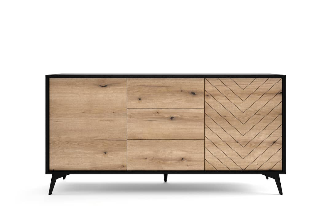 Diamond Large Sideboard Cabinet 154cm [Drawers] oak evoke