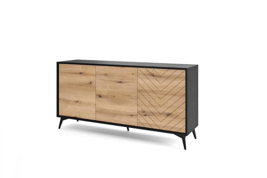 Diamond Large Sideboard Cabinet 154cm Oak Evoke Black