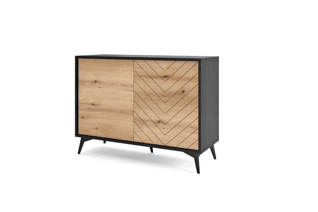 Diamond Sideboard Cabinet 104cm Oak Evoke Black