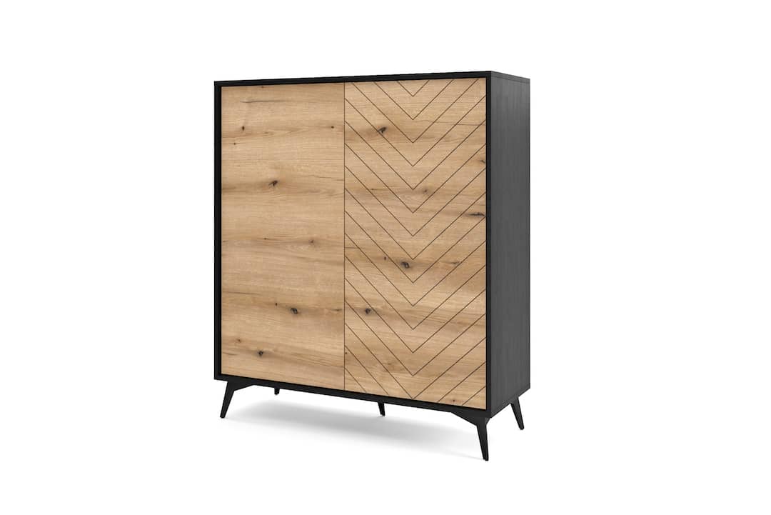 Diamond Highboard Cabinet 104cm Oak Evoke Black