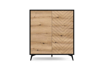 Diamond Highboard Cabinet 104cm Oak Evoke Black