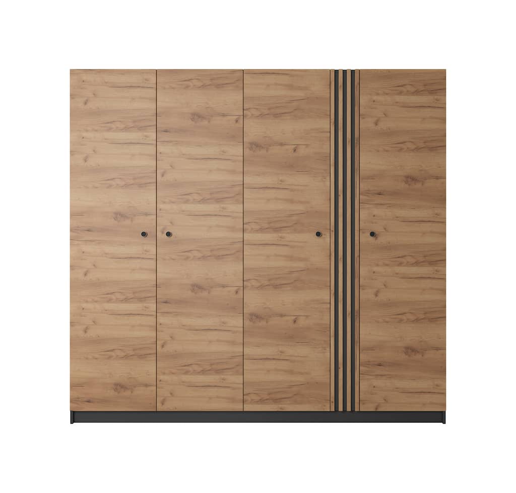 Deco Hinged Door Wardrobe 220cm Oak Golden & Anthracite