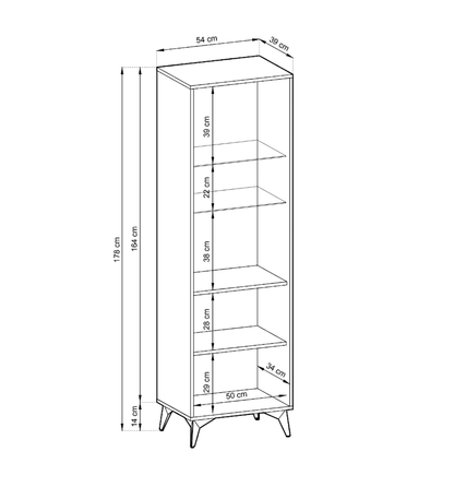 Diamond Tall Display Cabinet 54cm 