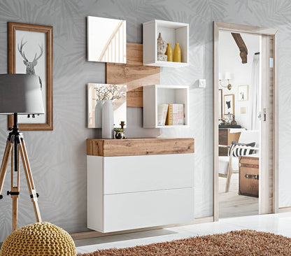 Easy EY-09 Shoe Cabinet Oak Wotan & White