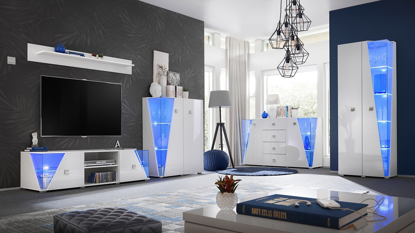 Edge Tall Display Cabinet white gloss