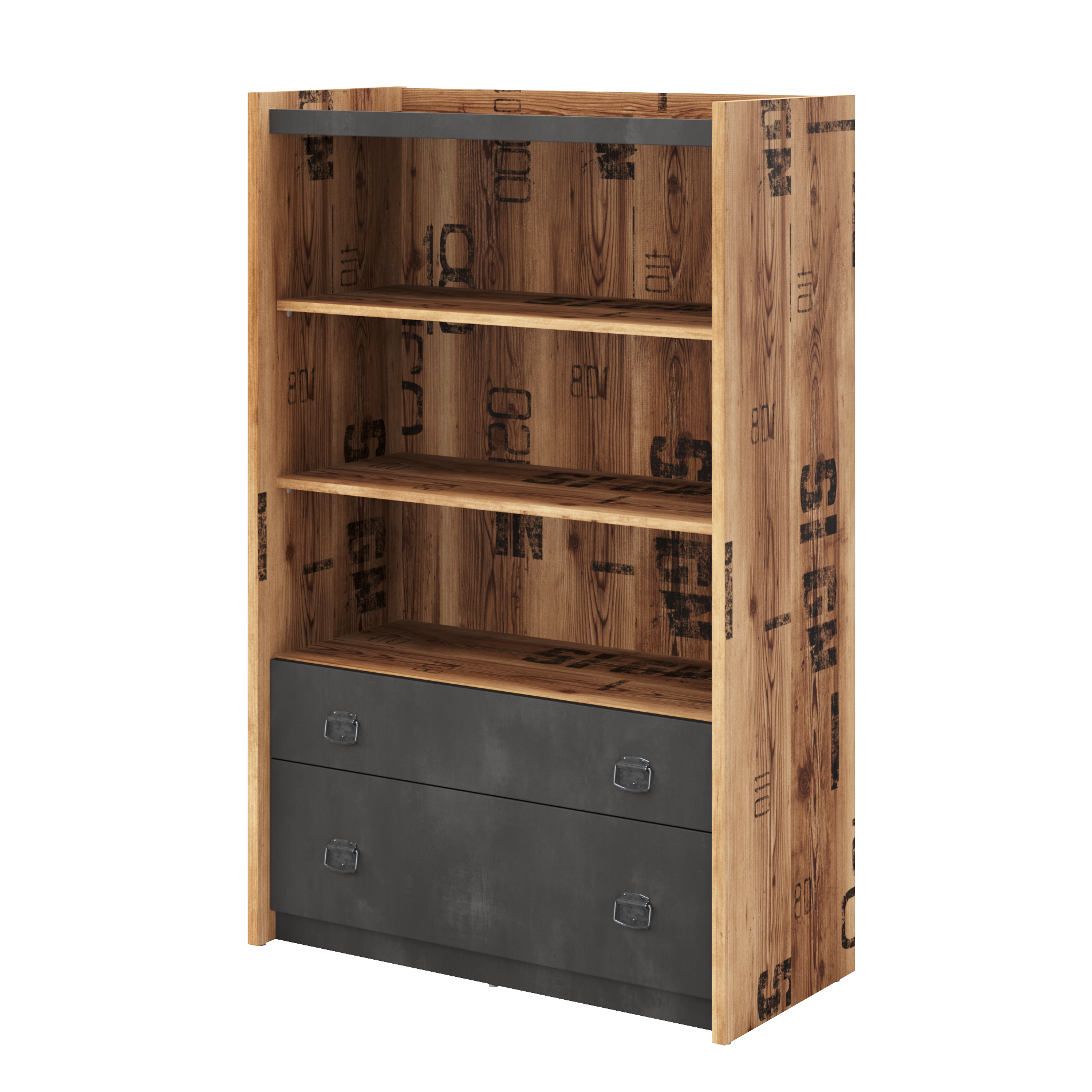 Fargo Bookcase 05 Canyon Alpine Spruce with decor