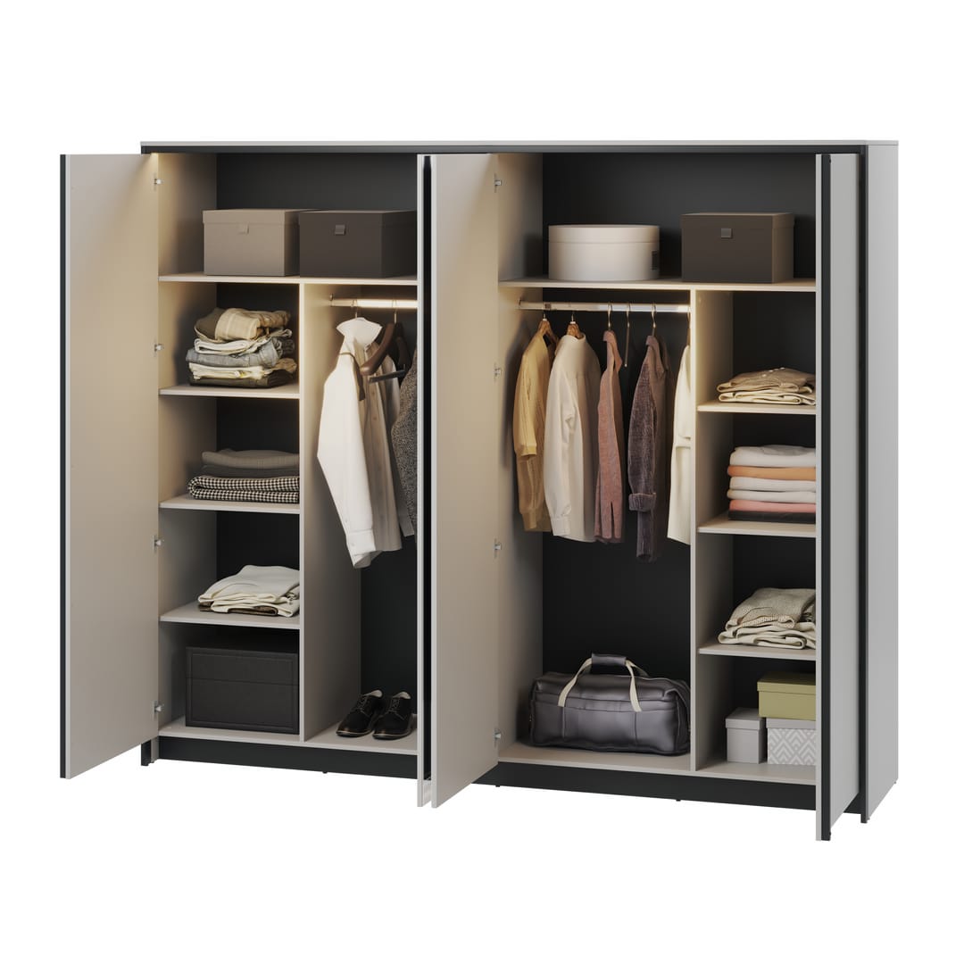 Gris Hinged Door Wardrobe 250cm grey