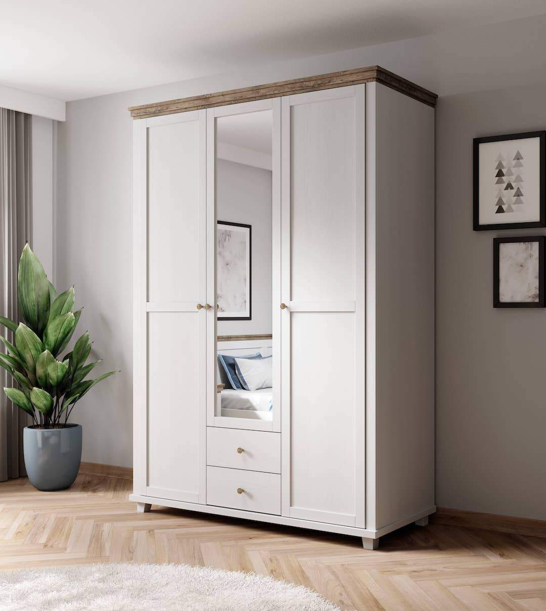 Evora 19 - 3 Door Wardrobe 154cm Abisko Ash Green