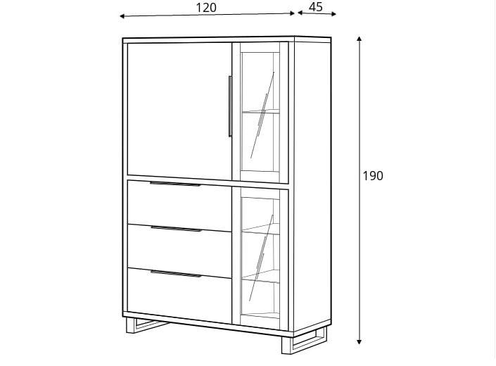 Halle 12 Tall Display Cabinet oak Wotan